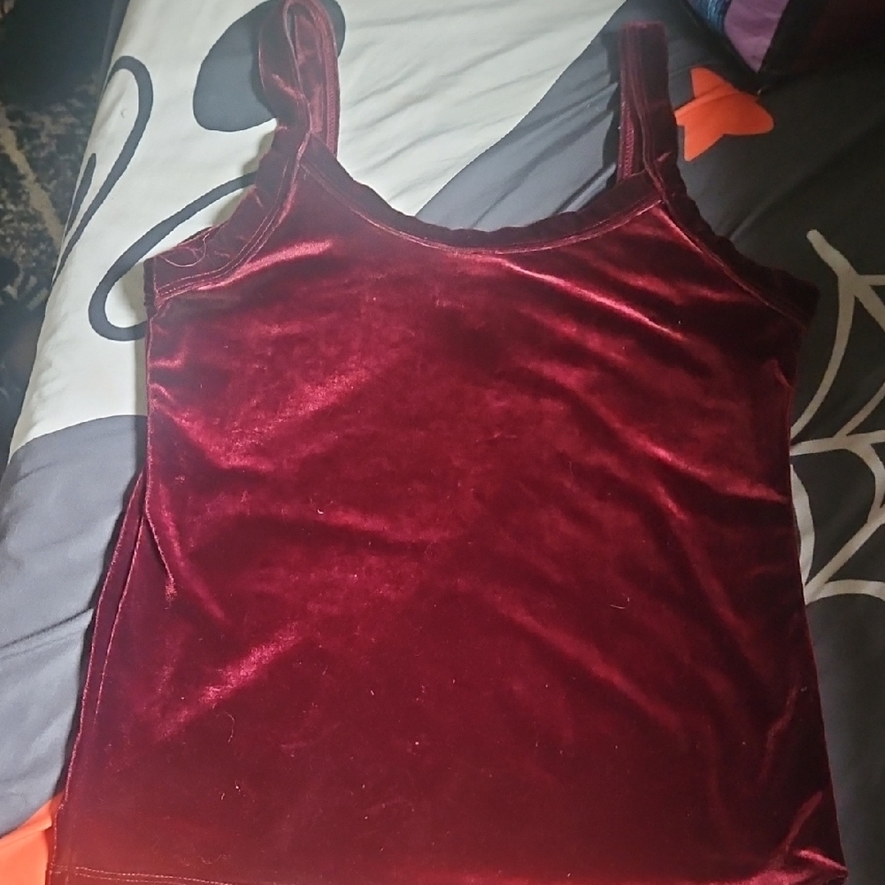 Luxurious Velvet Tank Top in Deep Red